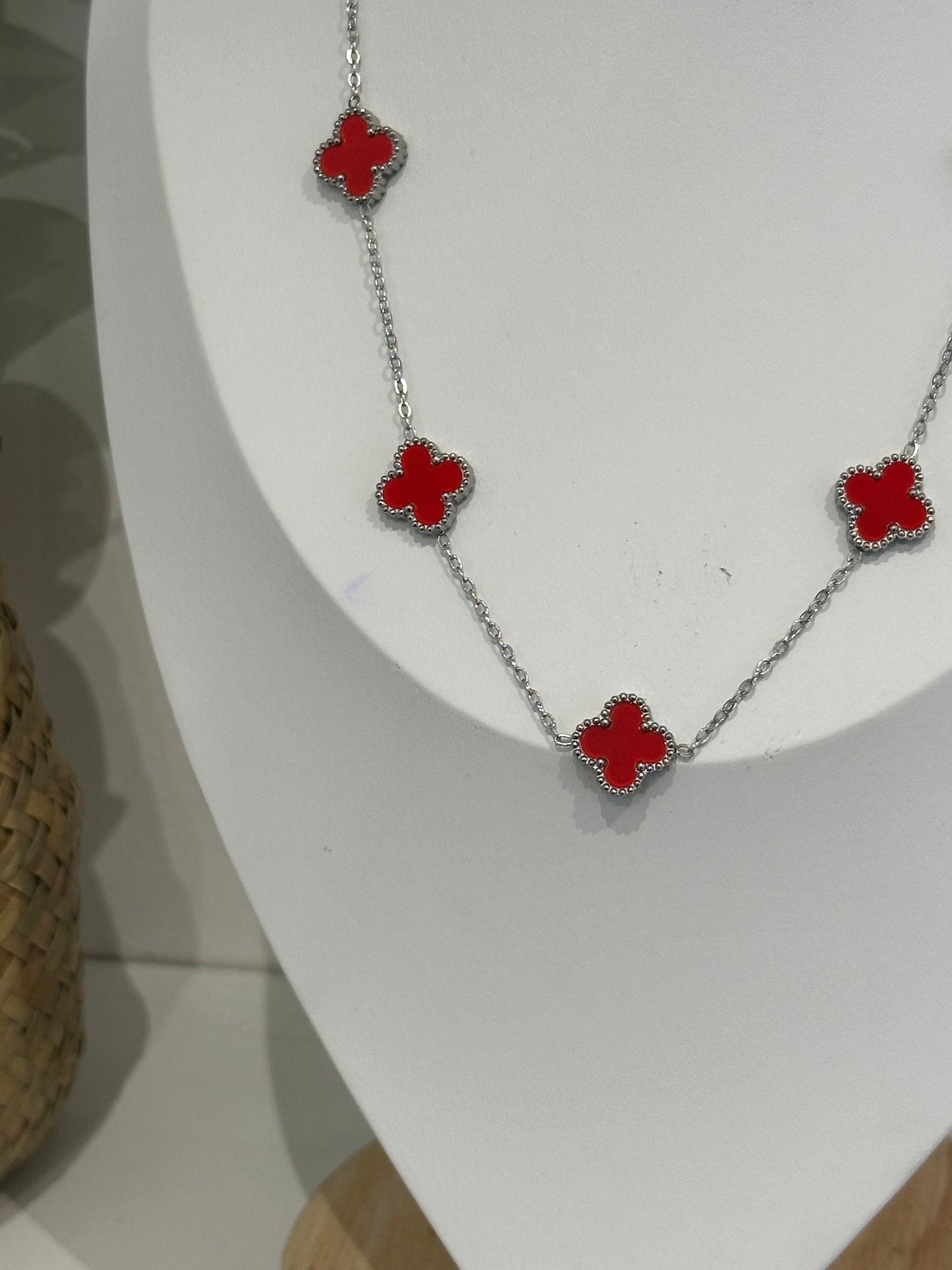 Collier Vanille Rouge argenté