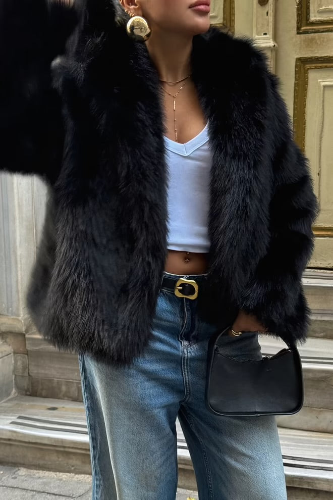 Manteau fourrure noir