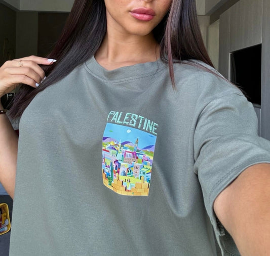 T-SHIRT PALESTINE 🇵🇸 KAKI