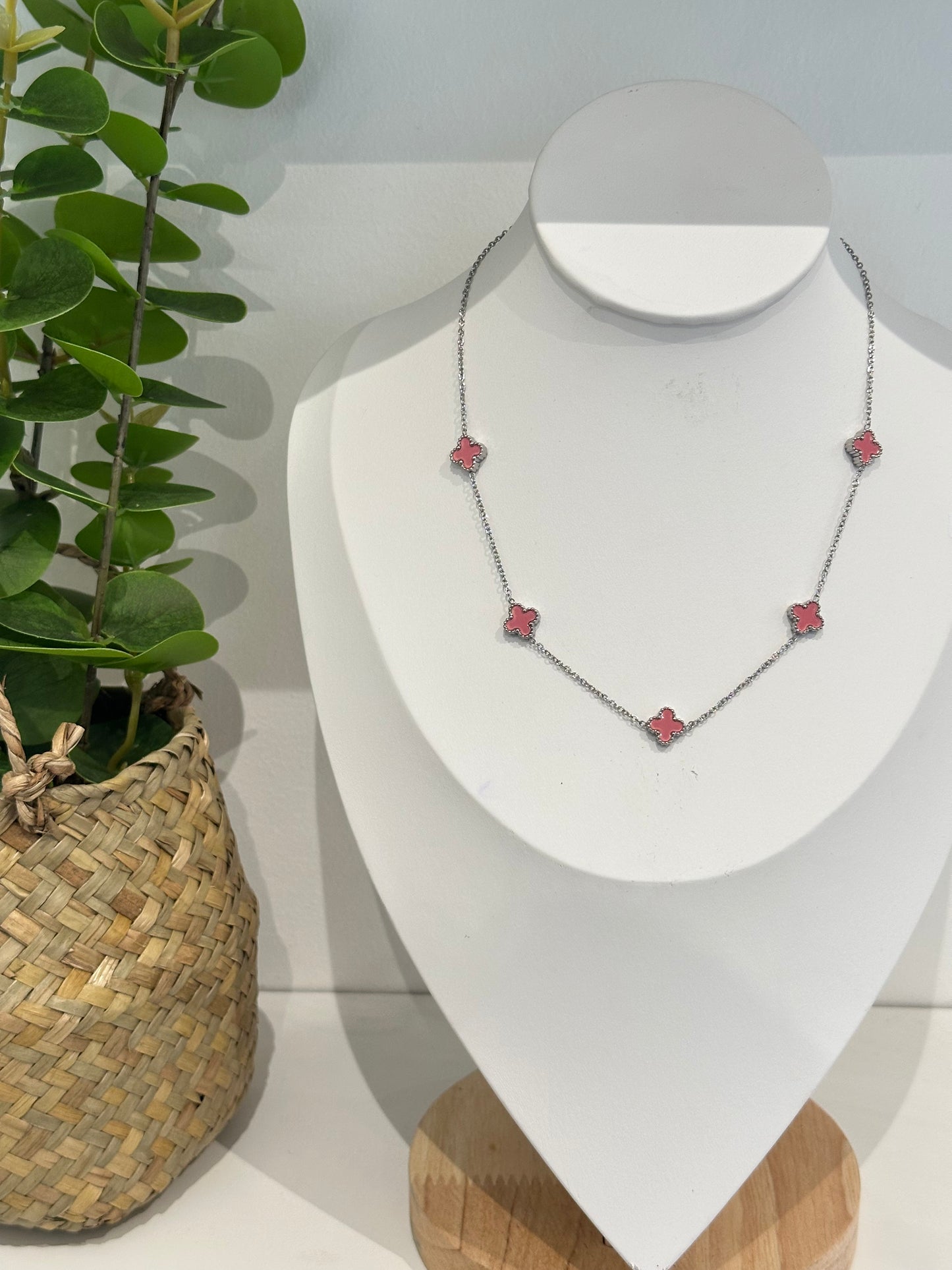 Collier Vanille Rose argenté